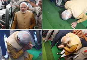 First time in Parliament, Modi bends down in reverence