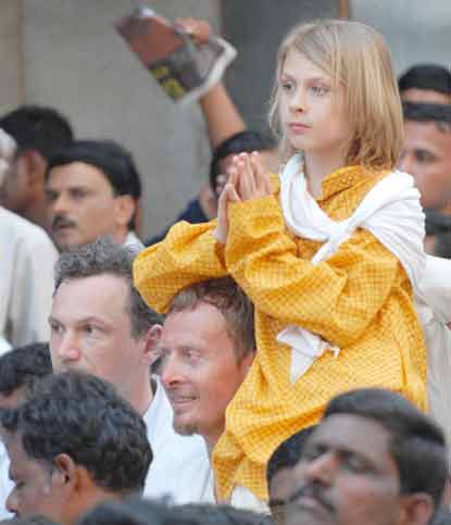 Foreigners visit Puttaparthi for Sai darshan